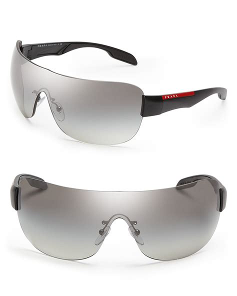 prada sport 141mm shield sunglasses|prada ladies catwalk sunglasses.